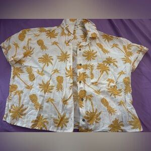 Billabong White and Yellow Pineapple Shirt small